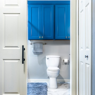 Luxury Bathrooms - Aging in Place White & Blue Bathroom