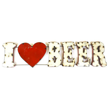 "I Love Beer" Recycled Metal Sign