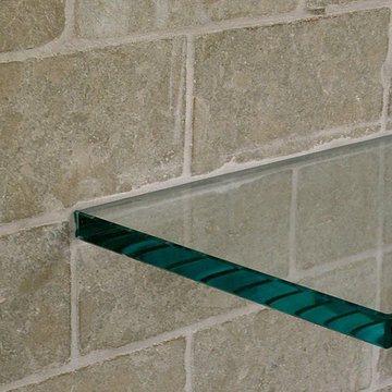 DETAIL - Glass Mantle / Limestone Tile Joint