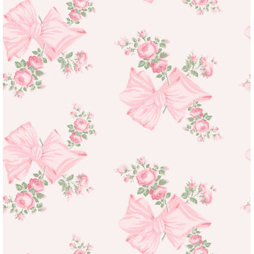 Rosa Beaux Pink Mint Large Bow Spot Wallpaper Bolt