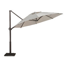 Offset Cantilever 11' Outdoor Patio Hanging Umbrella With Cross Base, Beige