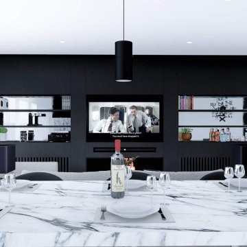 Modern kitchen and living room design