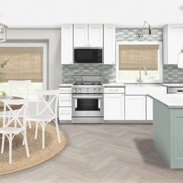 Coastal Kitchen 3D Rendering