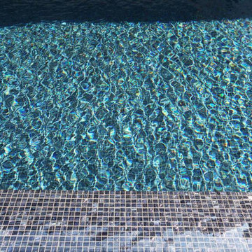 Modern black pool with fountain