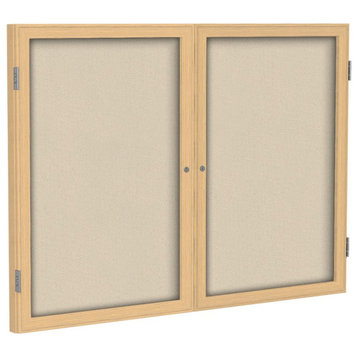 Ghent's Fabric 48" x 60" 2 Door Enclosed Bulletin Board in Beige