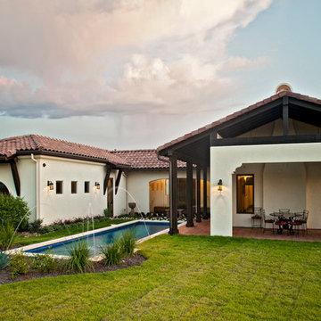 Rear elevation swimming pool patio