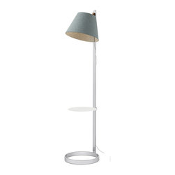 Lana Floor Lamp with Pedestal | Chrome Base | Blue Shade - Floor Lamps