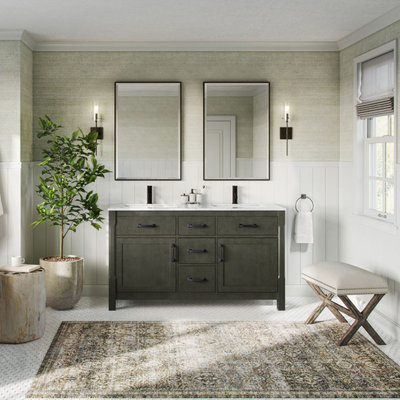 Chance Bathroom Vanity, Rust Black, 60", Double Sink, Freestanding