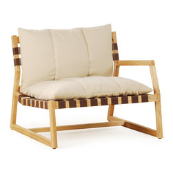 Wintons Teak Salma Strap Sofa (left) - Outdoor Lounge Furniture