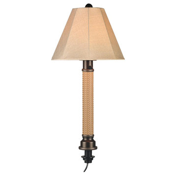 Umbrella Table Lamp, Antique Beige Linen, Mocha Cream/Bronze