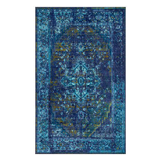 Machine Made Jizah Rug, Blue, 4'4"x6'