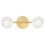 Hudson Valley Lighting - Elmont 2-Light Bath Bracket, Aged Brass, Alabaster Shade - A bath bar that introduces serious elegance into a simple design by setting alabaster discs as foils against each diffuser, Elmont�s accents of stone infuse drama into the bath.
