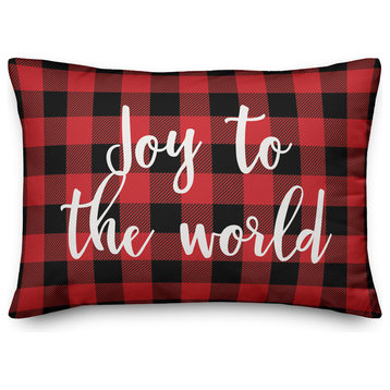 Joy To The World, Buffalo Check Plaid 14x20 Lumbar Pillow