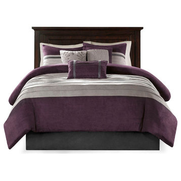 Madison Park Palmer Vera Microsuede 7-Piece Comforter Set, Purple
