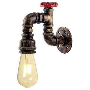 Industrial Vintage Steampunk Water Pipe Wall Sconce