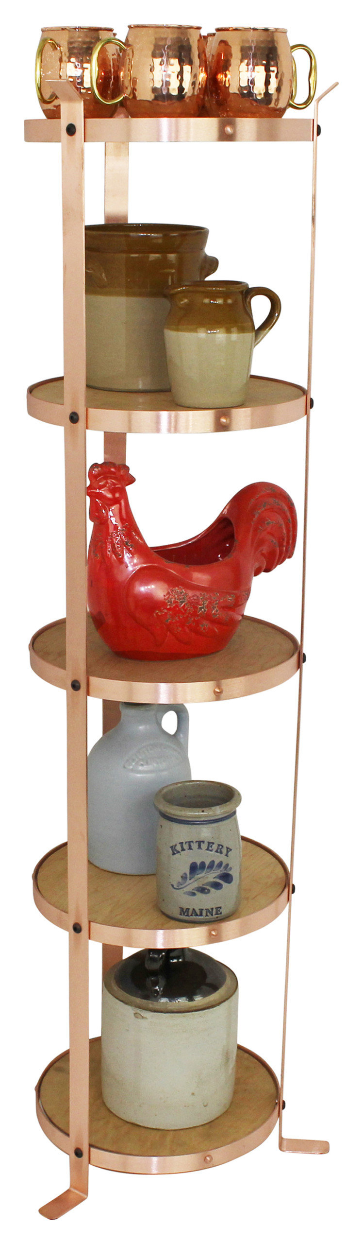 Handcrafted 5-Tier Round Designer Stand Brushed Copper (Unassembled ...