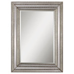 Uttermost - Uttermost Seymour Antique Silver Mirror - This Mirror Features A Frame Made Of Antiqued Mirror Inlays With Burnished Silver Details. Center Mirror Features A Generous 1 1/4" Bevel. May Be Hung Horizontal Or Vertical.