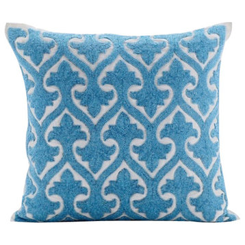 Blue Decorative Pillow Covers 18"x18" Silk, Shalom