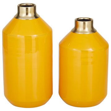 Modern Yellow Metal Vase Set 560570