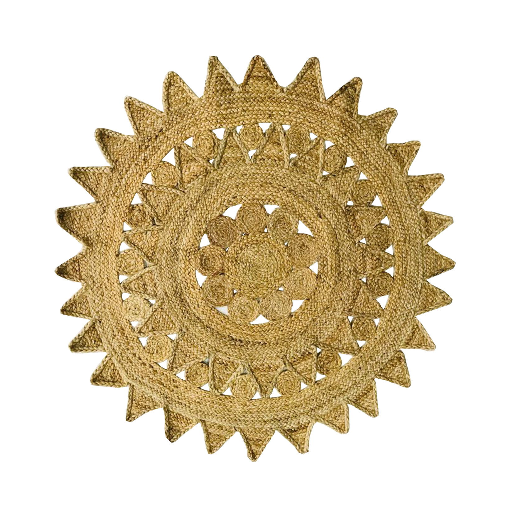 Checkers Jute Braid Round shape Area Rug, 72