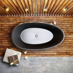 Aquatica Spoon 2 Egg Shaped Graphite Black Solid Surface Bathtub - Bathtubs