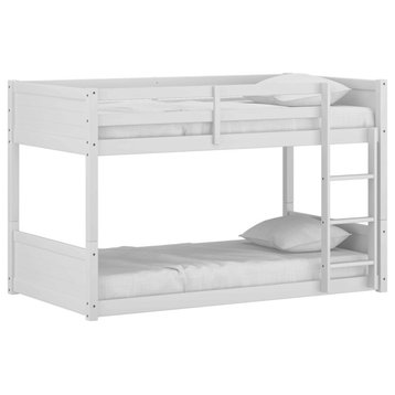 Hillsdale Capri Wood Twin Over Twin Size Floor Bunk Bed with Ladder