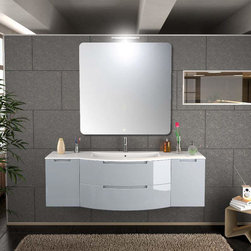 Italian 57 inch Modern Floating Bathroom Vanity Grey Finish - Bathroom Vanities And Sink Consoles