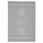 Jaipur Living - Jaipur Living Inayah Indoor/Outdoor Tribal Gray/Light Gray Area Rug (4'X5'7") - With an assortment of relaxed, bohemian designs, the Tikal collection is the perfect weather-resistant and stylish accent for outdoor and indoor settings. The flat-woven Inayah rug features a dynamic tribal pattern with geometric accents and texture-rich fringe. The tonal gray colorway offers a versatile decorating palette to any space.