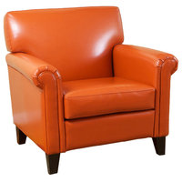 GDF Studio Canton Orange Leather Club Chair