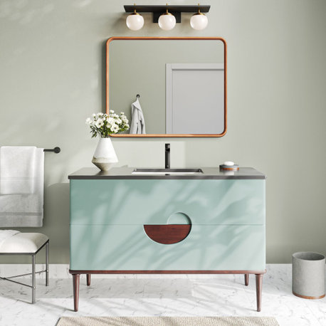 Rhonda Bath Vanity, Aloe Green, 48", Single Sink, Freestanding