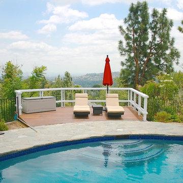 Deck Ipe / Painted redwood cable railings.