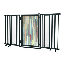 Fusion Gates - Fusion Gate with Modern Lines Design, Black, 65"-71.4" - Dog Gates