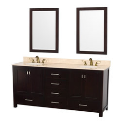 Abbott 72" Bathroom Vanity Set Espresso Finish - Bathroom Vanities And Sink Consoles