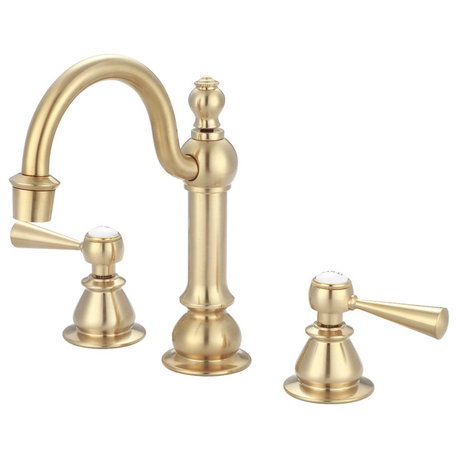 F2-0012-06-TL Satin Brass High Arc Torch Lever Handle True Brass Lavatory Faucet