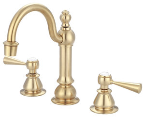 F2-0012-06-TL Satin Brass High Arc Torch Lever Handle True Brass Lavatory Faucet