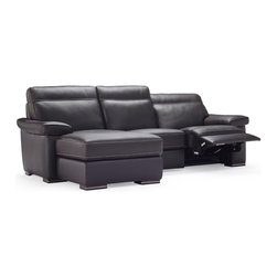 Natuzzi Editions Leather Reclining Sectional with Chaise B814 - Sectional Sofas