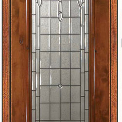 Pre-hung Single Door 96 Wood Alder Palacio 1 Panel 3/4 Lite Glass - Front Doors