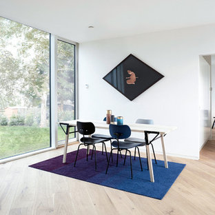 コペンハーゲンの中サイズの北欧風 LDKの画像 (白い壁、淡色無垢フローリング)