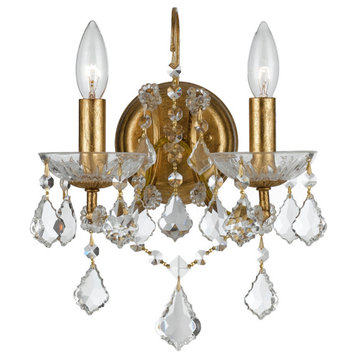 Filmore 2 Light Clear Crystal Gold Sconce