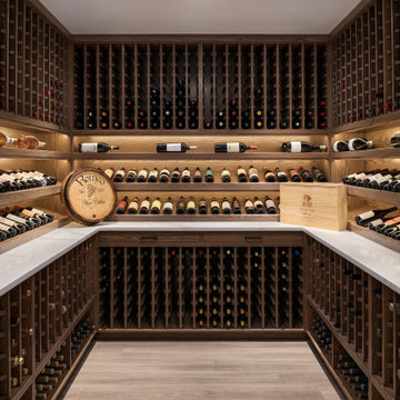 Traditional Walnut Wine Cellar with LED Lighting – Chicago
