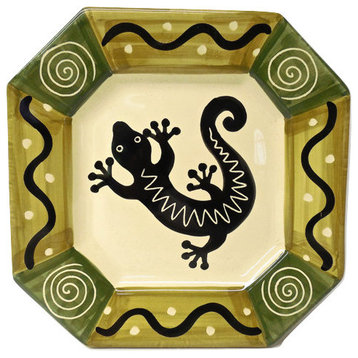 Deruta Ceramiche Sberna 8.5X8.5" Octagonal Salad or Dessert Plate with Gecko