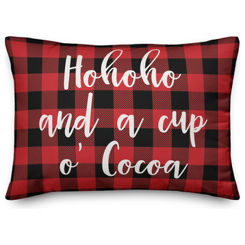 Hohoho And  A Cup O' Cocoa, Buffalo Check Plaid 14x20 Lumbar Pillow
