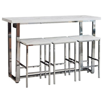 Coaster Marmot 4-piece Metal Rectangle Counter Height Set White and Chrome
