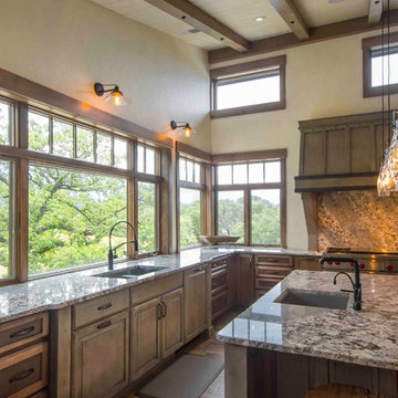 Kitchen Windows to Counter to Maximize Views in Rustic Kitchen