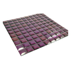 Glossy Purple 3D Modern Square Glass Mosaic Tiles - Home Accessories & Decor