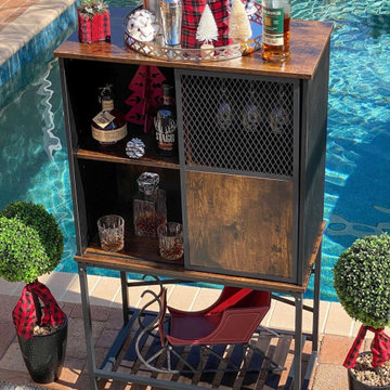 @DecoratesWithBourbon - Outdoor Pool House with Backyard Bar Cabinet