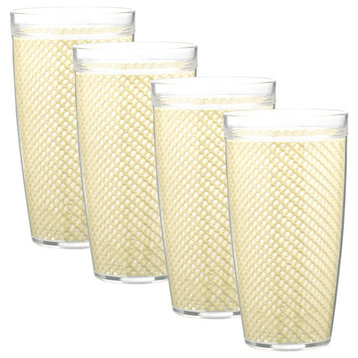 Fishnet Doublewall Drinkware Glasses, Ivory, 22 oz., Set of 4