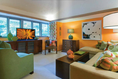 Inspiration for a transitional family room remodel in St Louis