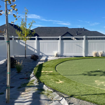Spindle Top White Vinyl Backyard Fence