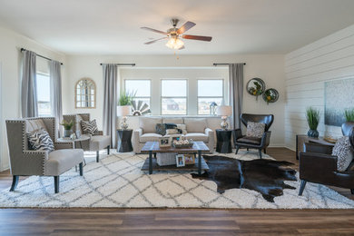 Family room - farmhouse family room idea in Austin